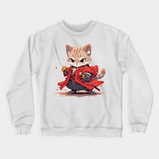 Angry Samurai style Cat Hero Crewneck Sweatshirt